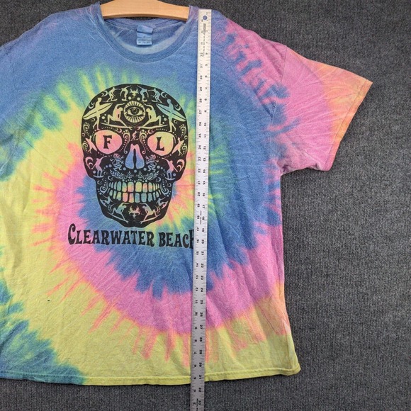 Colortone Men's Clearwater Beach T-Shirt Multi 2XL Tie Dye Sugar Skull Graphic - Picture 11 of 13